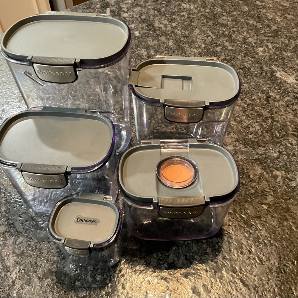 Gray Stackable Storage Bins with Airtight Seal